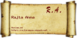 Rajta Anna névjegykártya